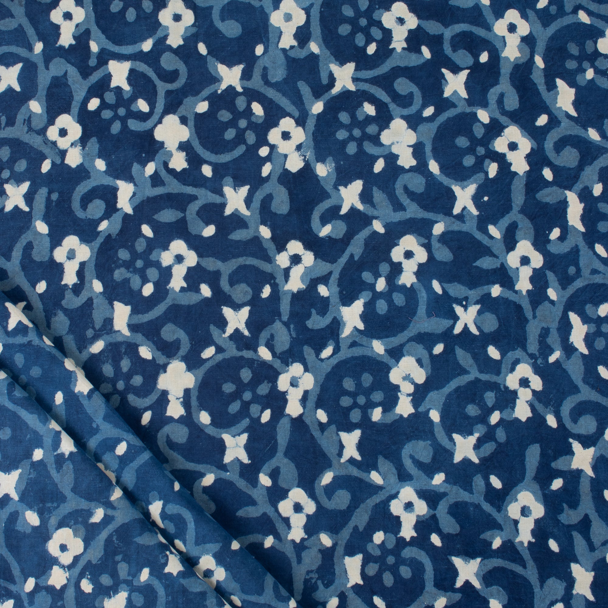 Softest Jaal Printed Indigo Cotton Fabric