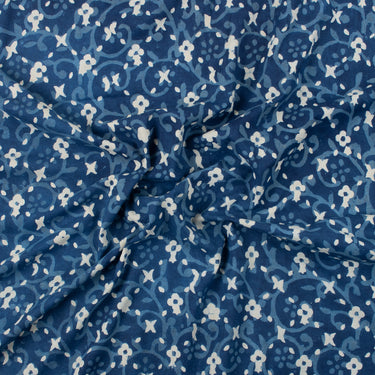 Softest Jaal Printed Indigo Cotton Fabric