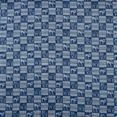 Animal Indigo Block Print Fabric