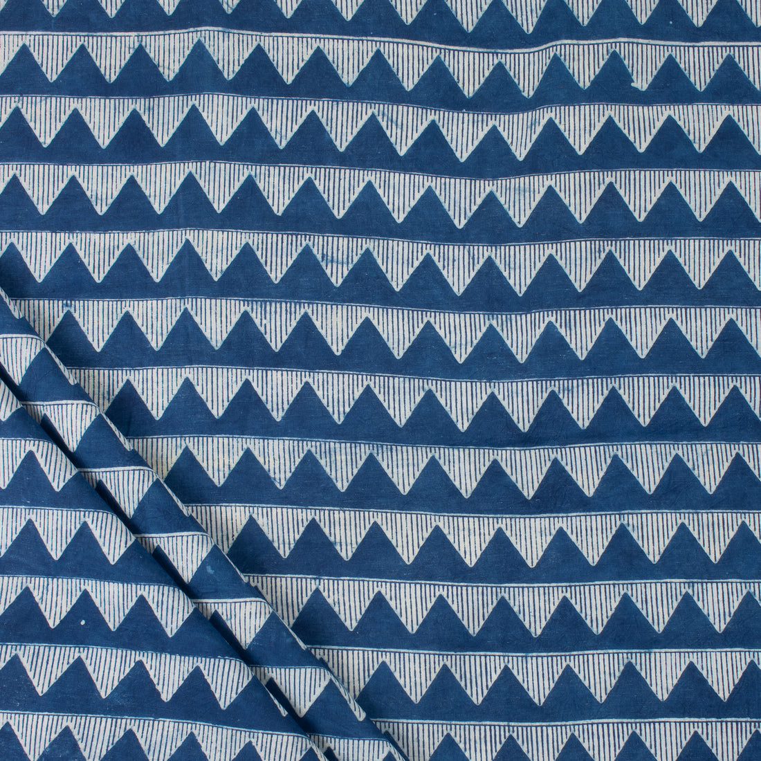 Softest Triangular Block Print Indigo Cotton Fabric