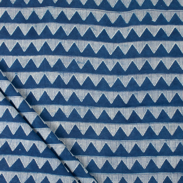 Softest Triangular Block Print Indigo Cotton Fabric