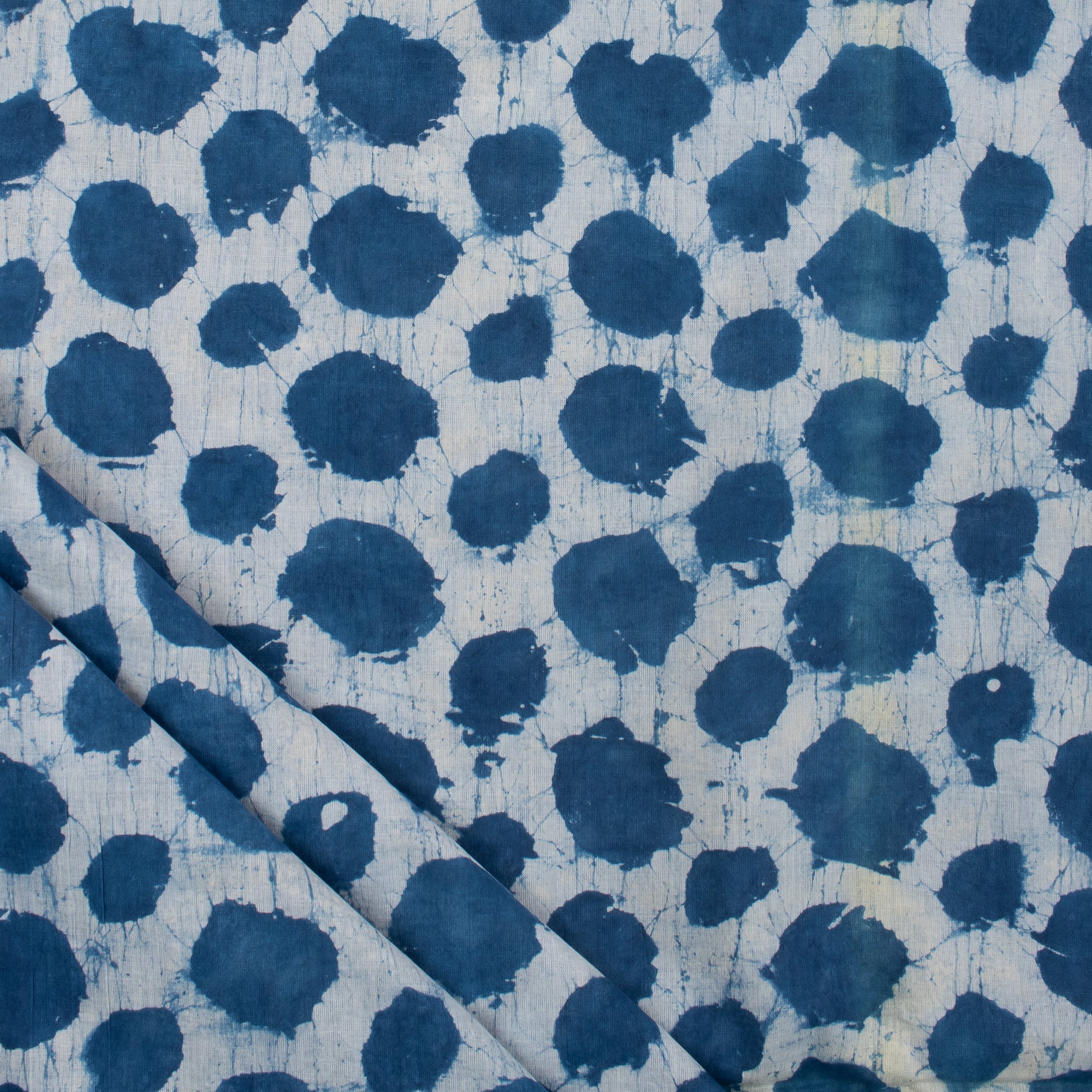 Handmade Natural Dyed Printed Indigo Cotton Fabric