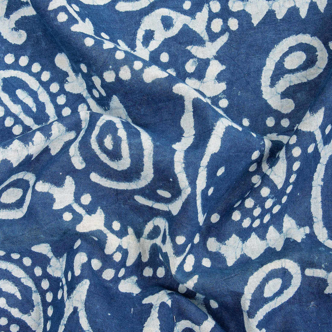 Jaipur Cotton Material - Paisley Print Indigo Fabric