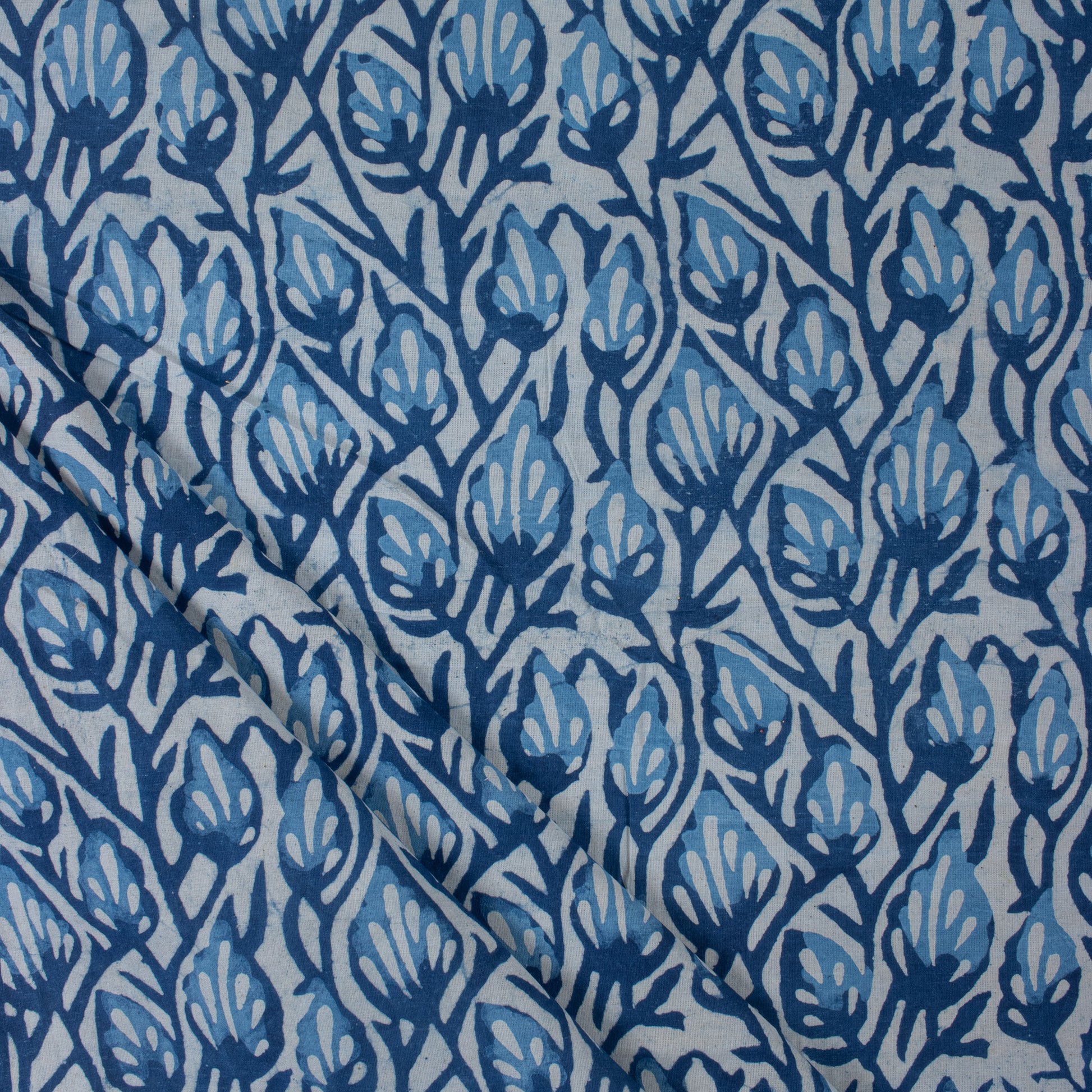 Floral Indigo Block Print Fabric