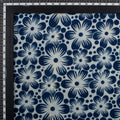 Block Floral Printed Indigo Blue Cotton Fabric