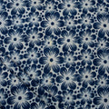 Block Floral Printed Indigo Blue Cotton Fabric