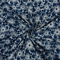 Block Floral Printed Indigo Blue Cotton Fabric