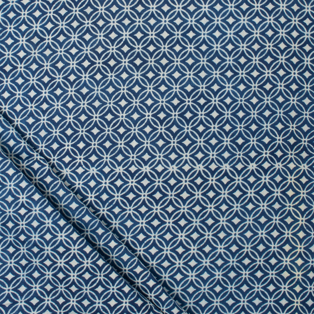 Hand Block Printed Indigo Blue Cotton Fabric