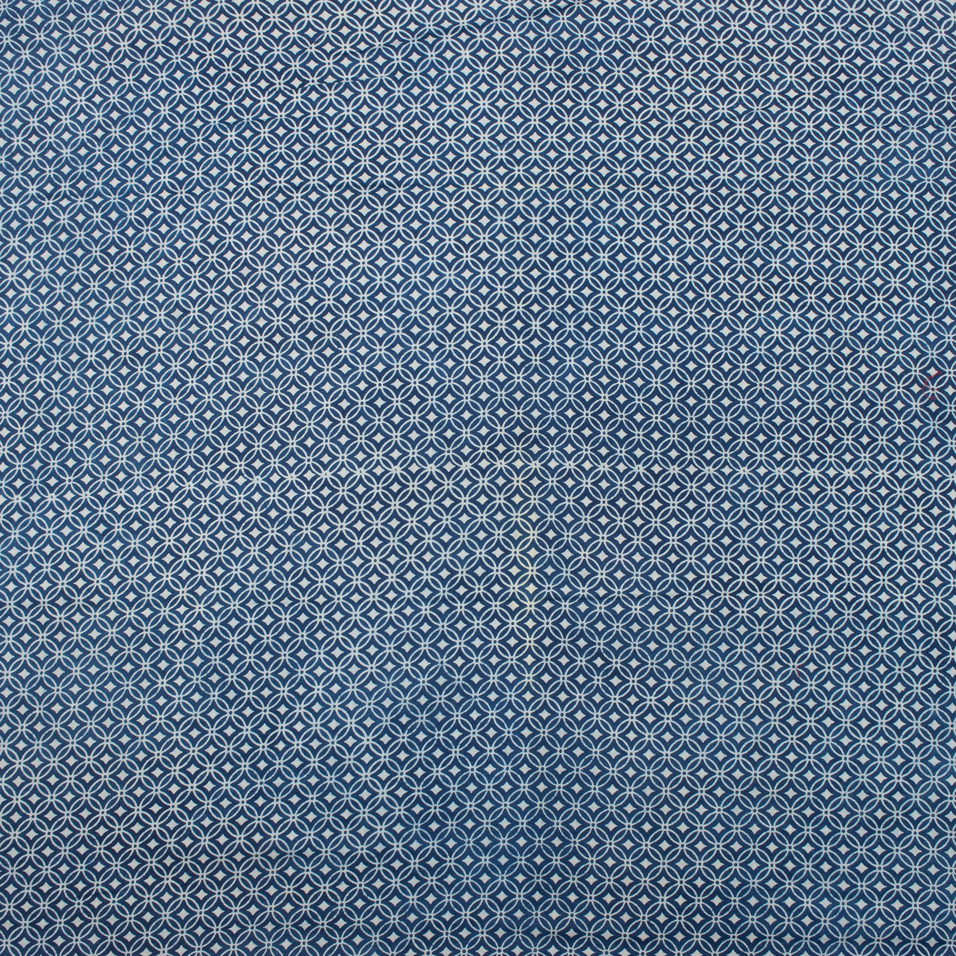 Hand Block Printed Indigo Blue Cotton Fabric