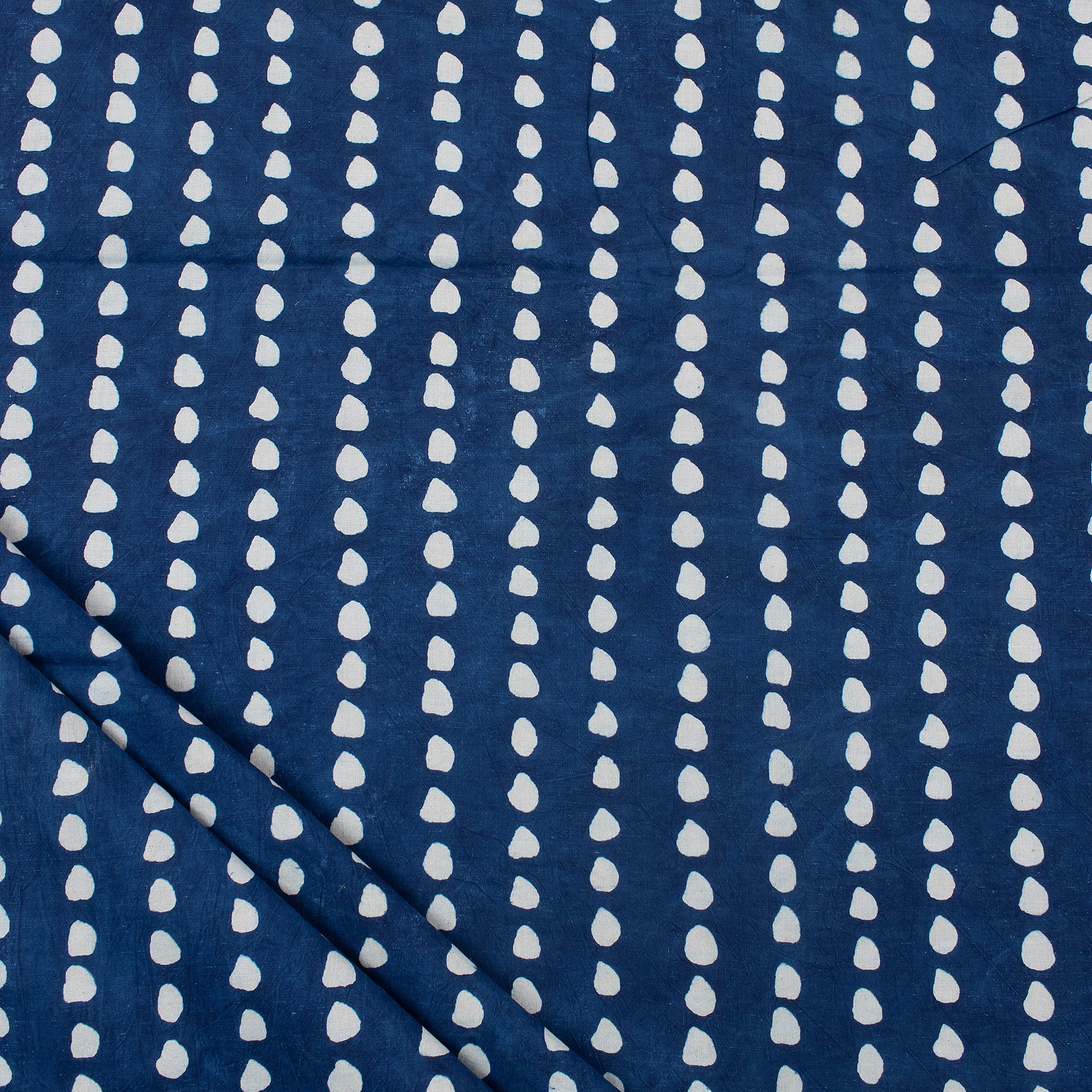 Hand Block Dots Printed Indigo Print Fabric