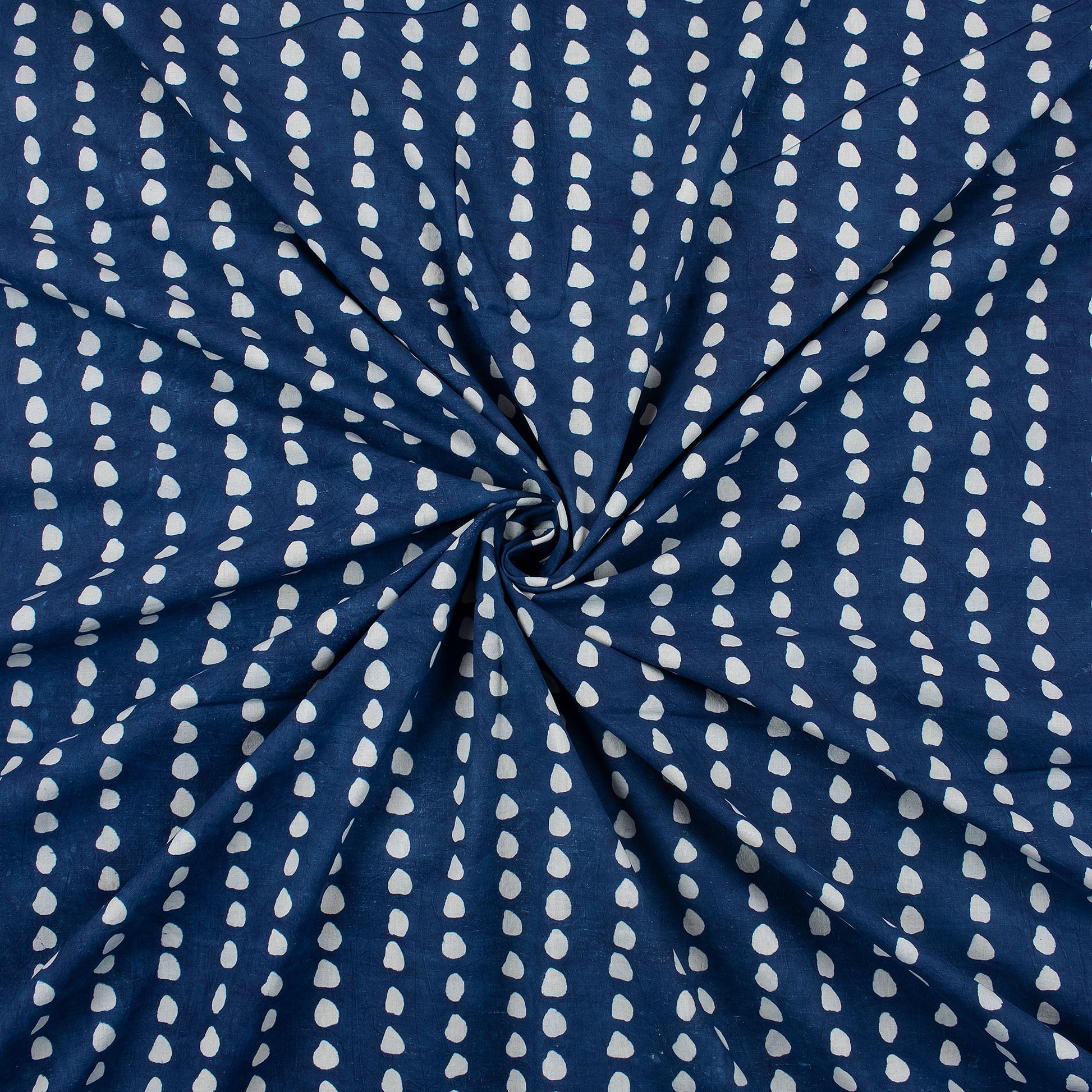 Hand Block Dots Printed Indigo Print Fabric