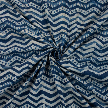 Hand Block Wave Printed Cotton Fabric