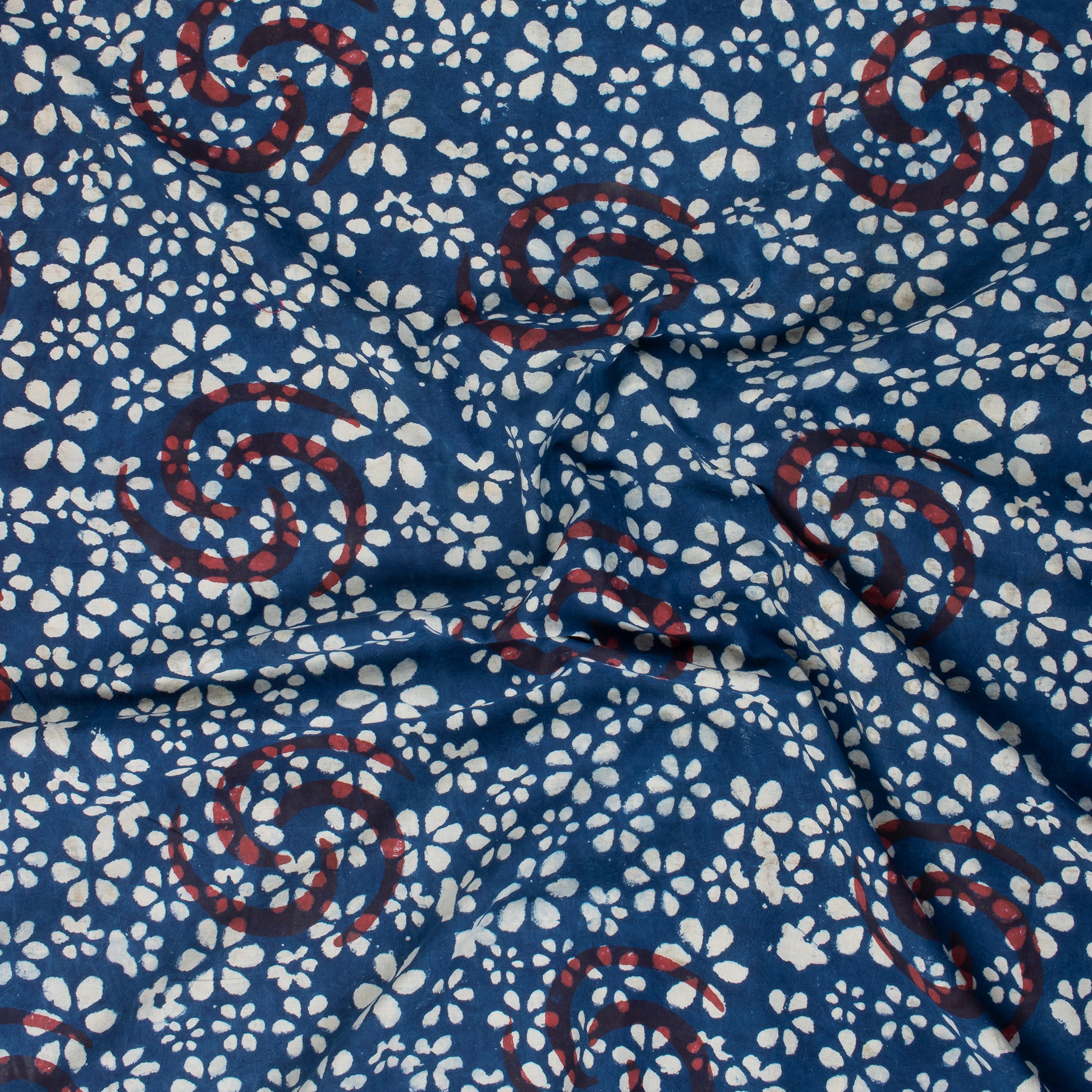 Hand Block Printed Indigo Blue Soft Cotton Fabric