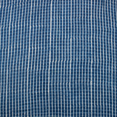 Hand Block Striped Indigo Cotton Fabric Online