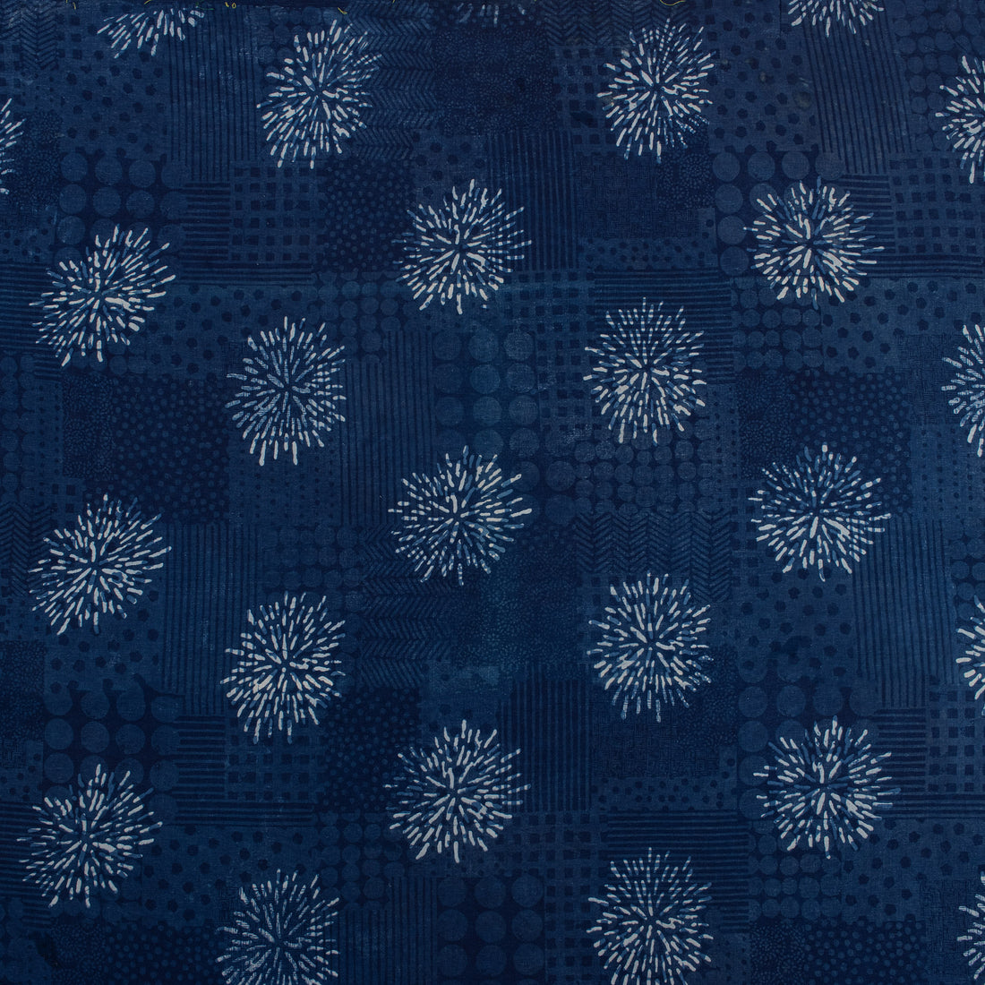 Indigo Block Floral Print Fabric