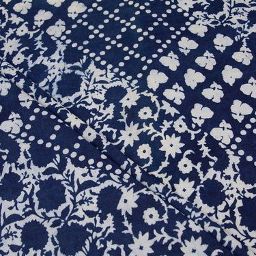 Hand Block Print Soft Cotton Indigo Blue Dye Fabric Online