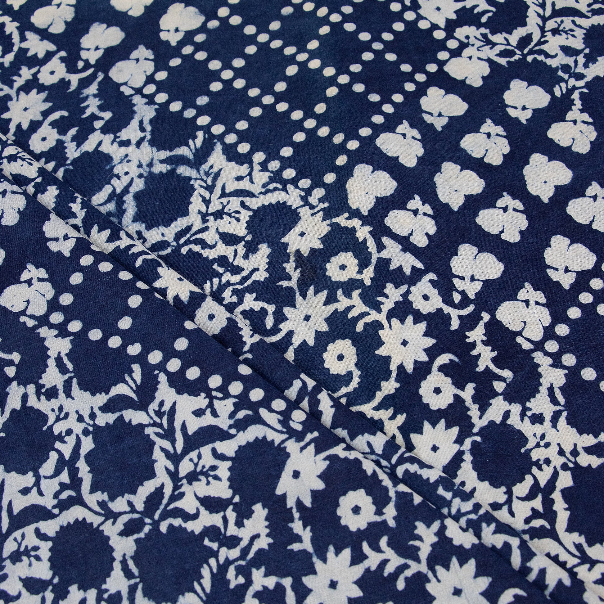 Hand Block Print Soft Cotton Indigo Blue Dye Fabric Online