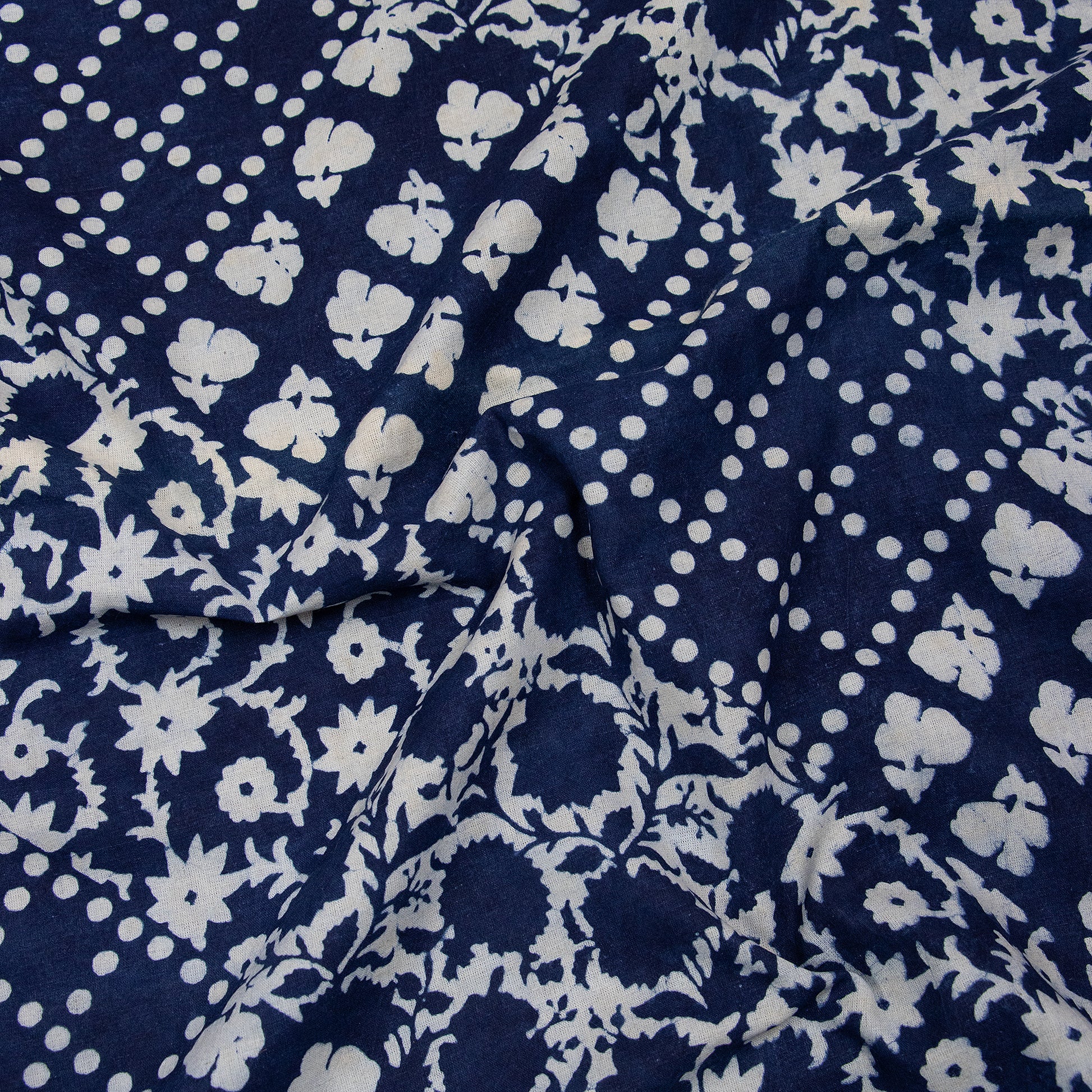 Hand Block Print Soft Cotton Indigo Blue Dye Fabric Online