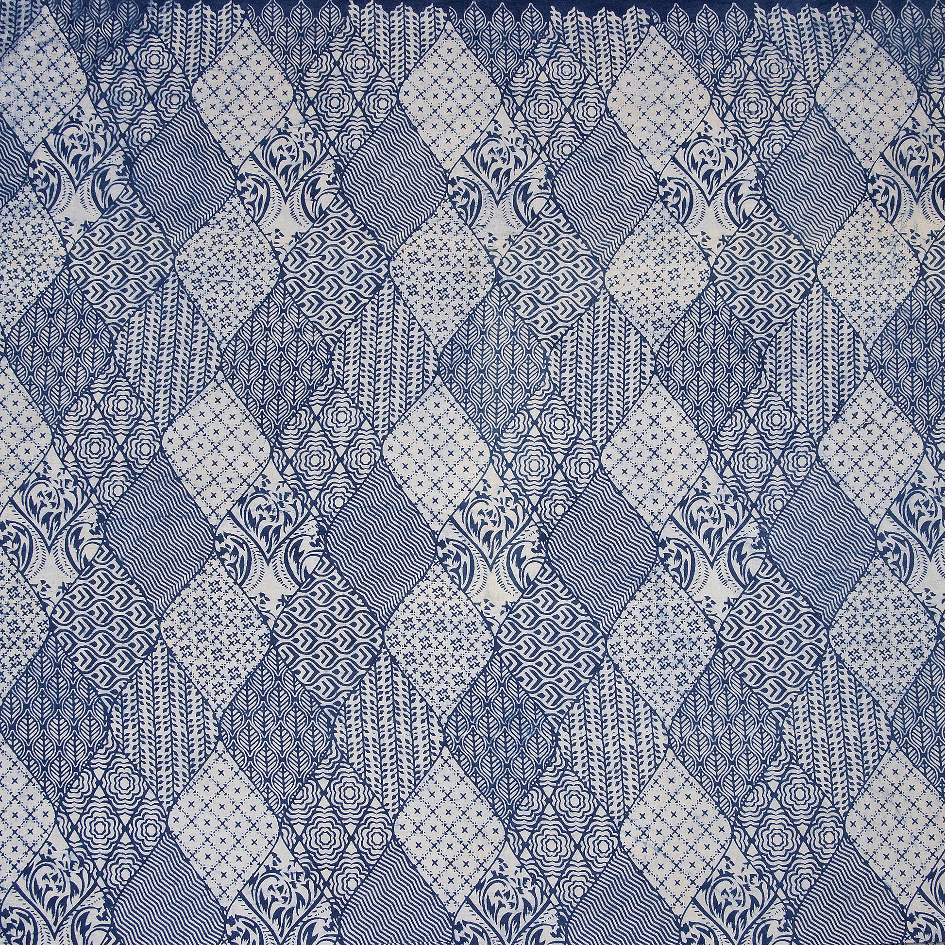 Ikat Block Printed Soft Indigo Cotton Fabric Online