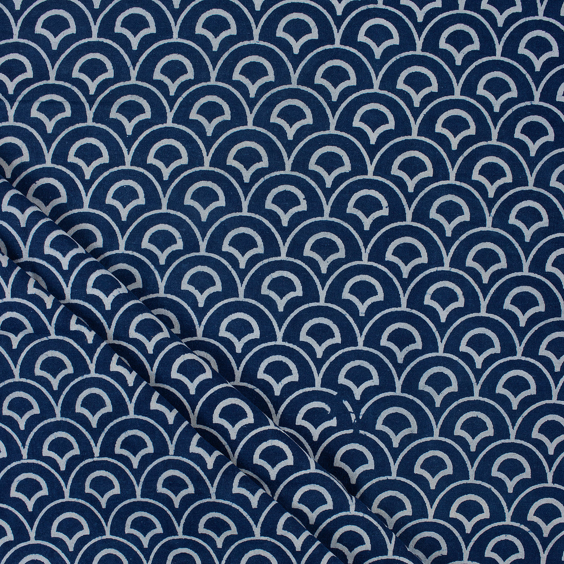 Pure Indigo Floral Cotton Block Print Fabric