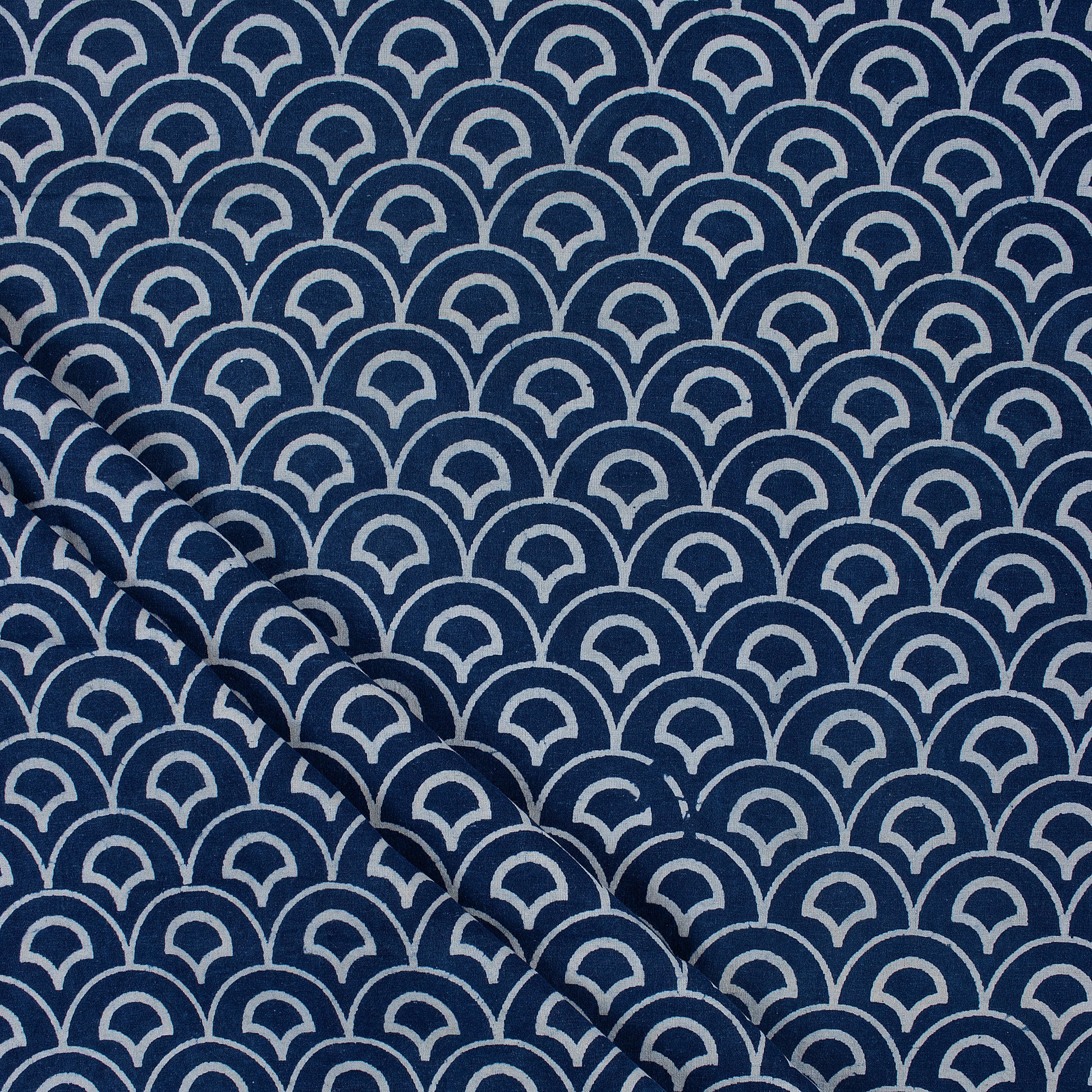 Pure Indigo Floral Cotton Block Print Fabric