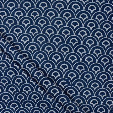 Pure Indigo Floral Cotton Block Print Fabric