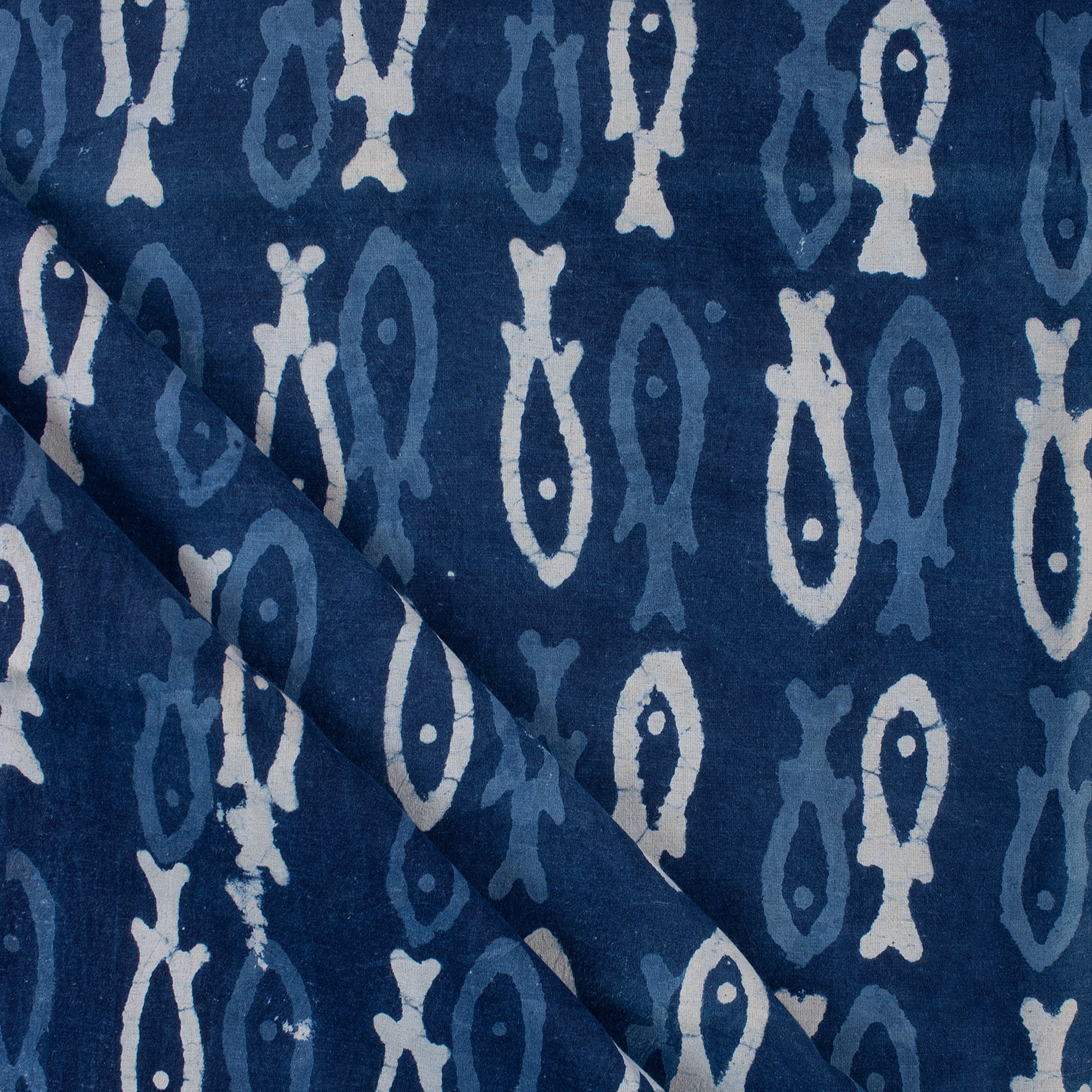 Fish Print Indigo Fabric