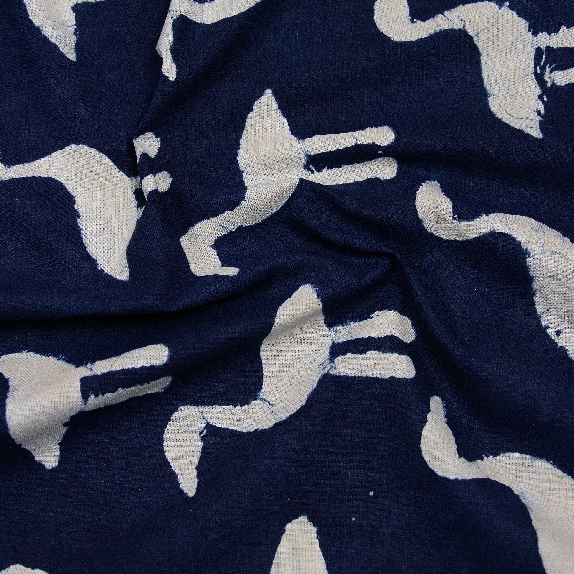 Bird Printed Indigo Cotton Fabric