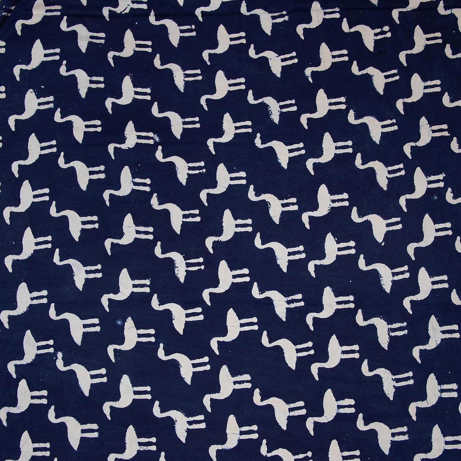 Bird Printed Indigo Cotton Fabric