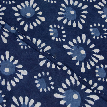 Organic Cotton Indigo Block Print Fabric