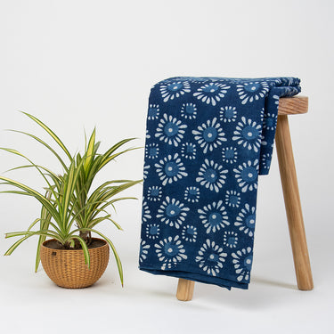 Organic Cotton Indigo Block Print Fabric