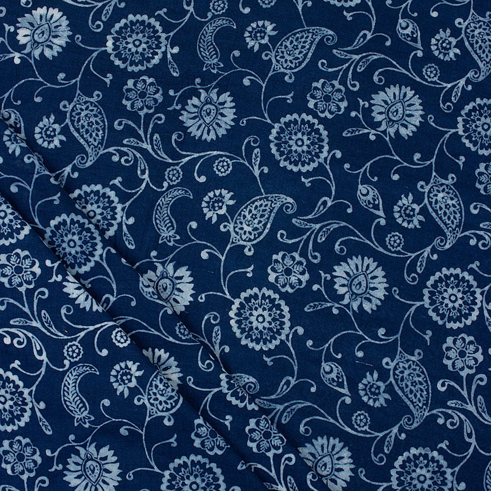 Indigo Cotton Block Print Fabric