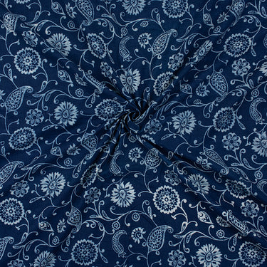 Indigo Cotton Block Print Fabric