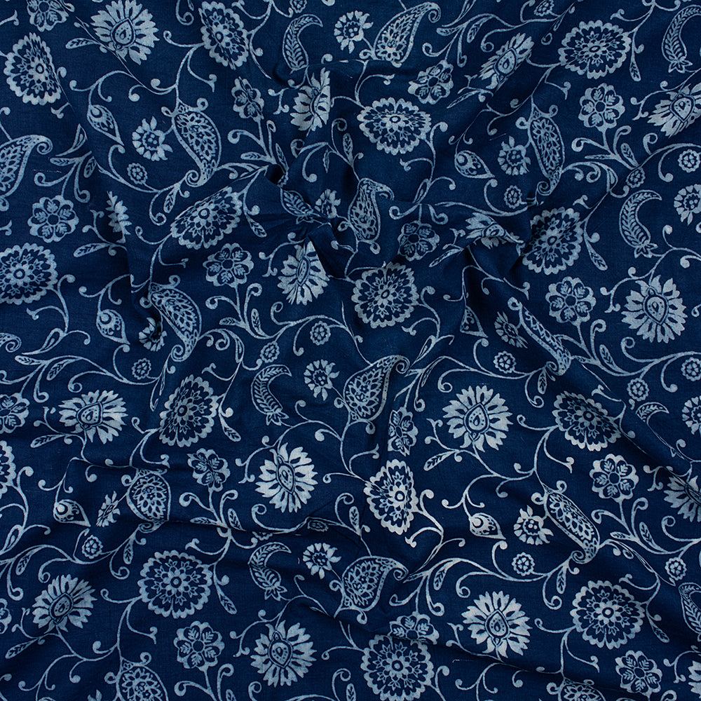 Indigo Cotton Block Print Fabric