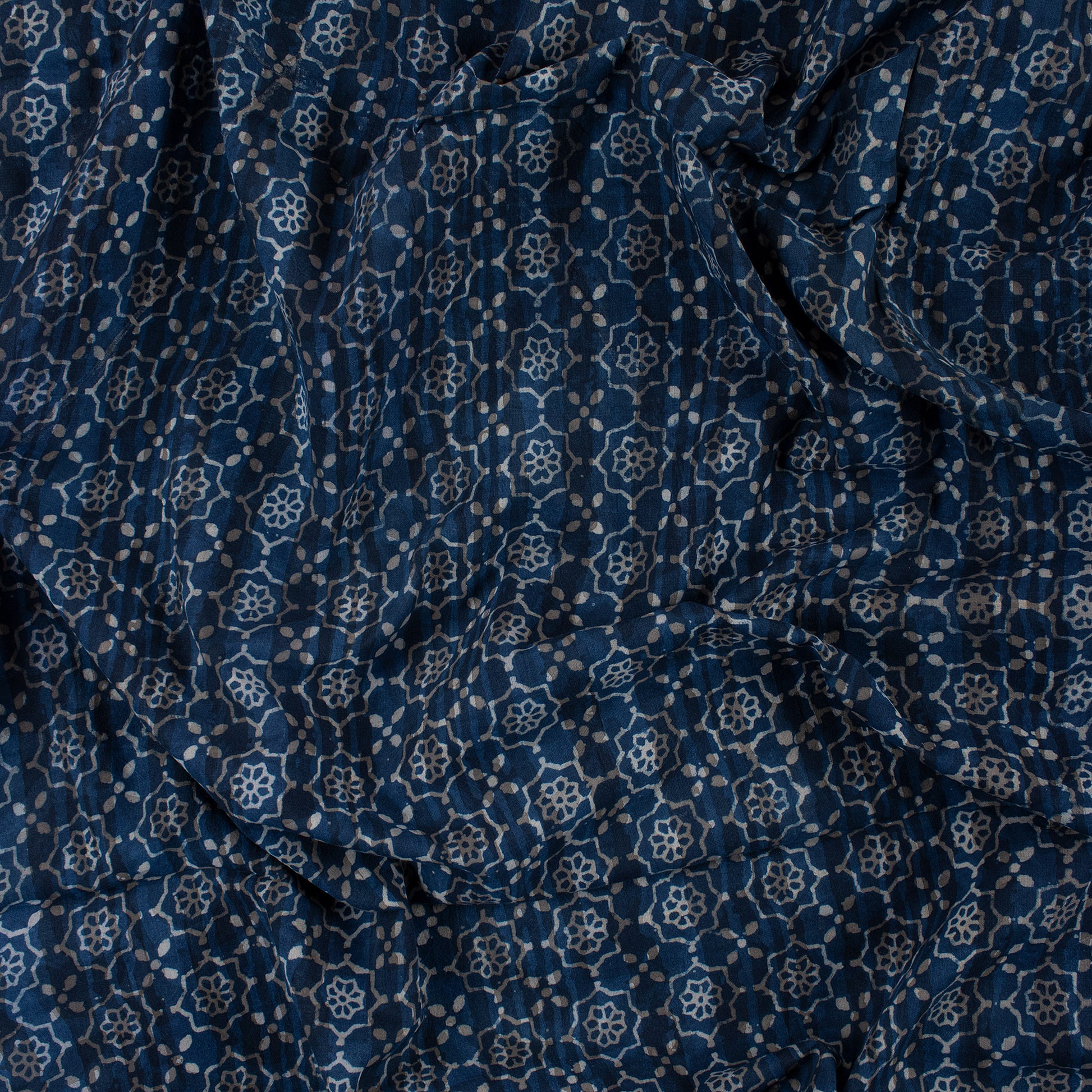 Indigo Fabric | Hand Block Floral Printed Cotton Fabric