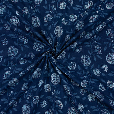 Indigo Floral Cotton Fabric