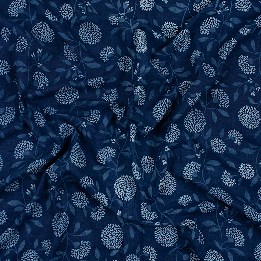 Indigo Floral Cotton Fabric