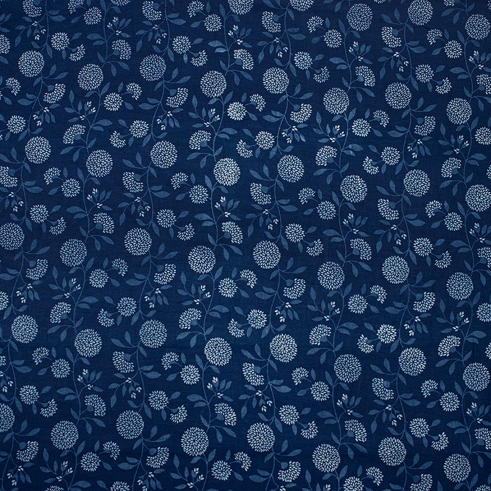 Indigo Floral Cotton Fabric