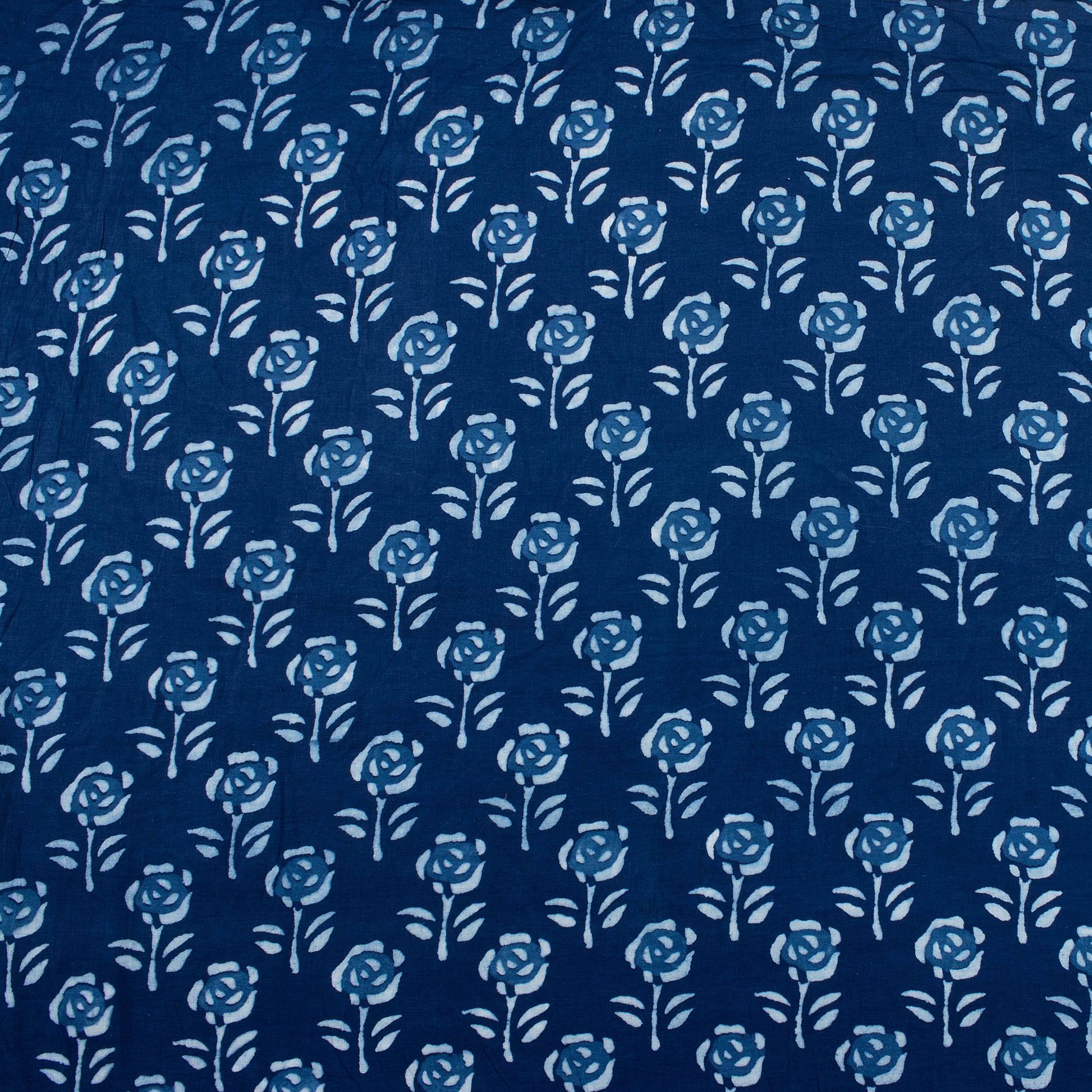 Floral Printed Cotton Indigo Fabric Material