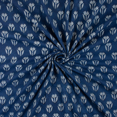 Floral Indigo Block Print Fabric