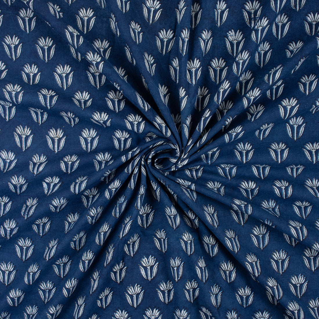 Floral Indigo Block Print Fabric