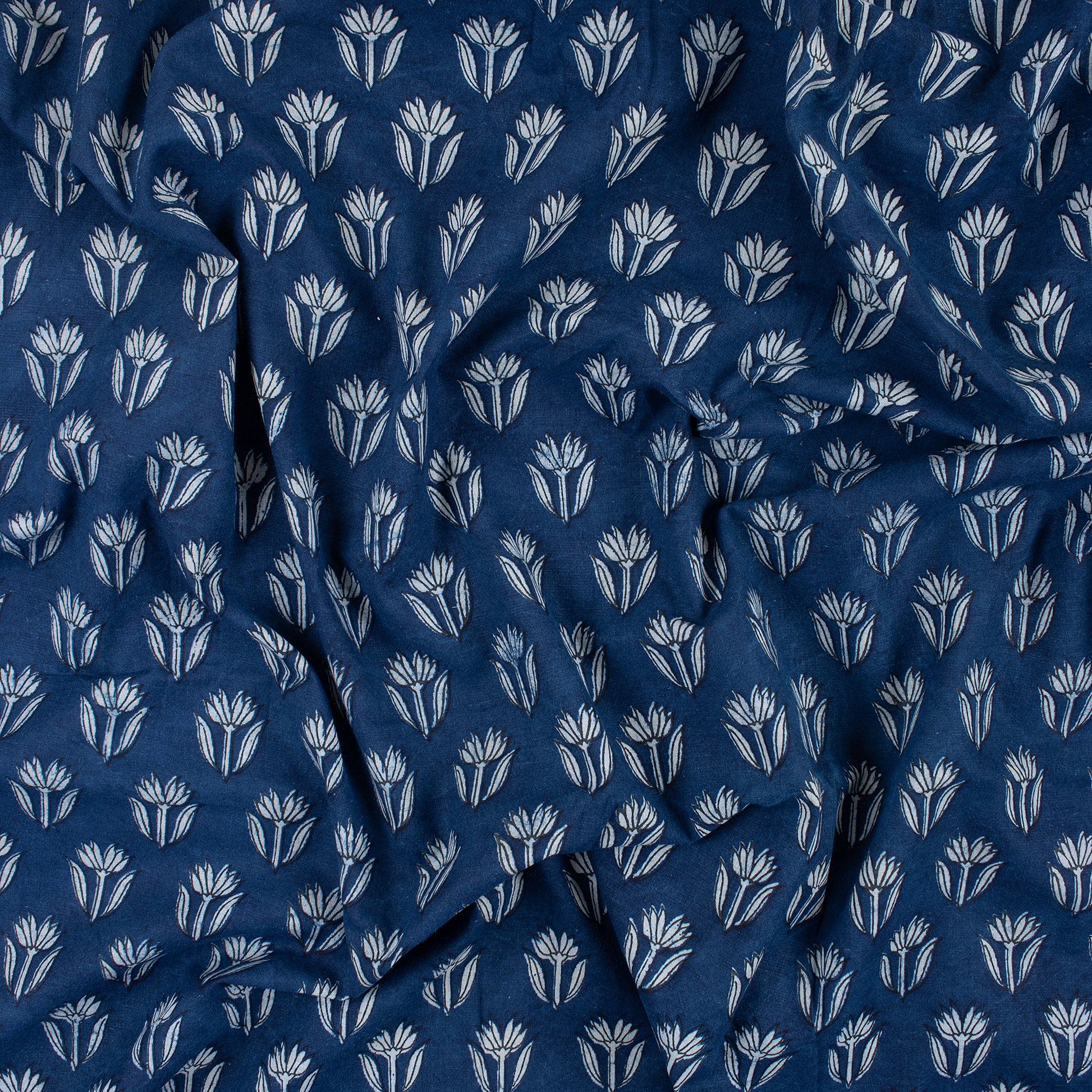 Floral Indigo Block Print Fabric