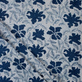 Hand Block Floral Printed Indigo Cotton Fabric