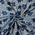 Hand Block Floral Printed Indigo Cotton Fabric