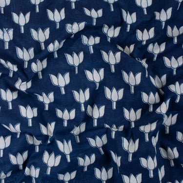 Kamal Print Design Indigo Fabric