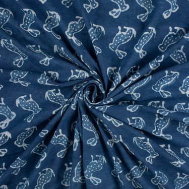 Shoft Cotton Indigo Blue Hand Block Printed Fabric