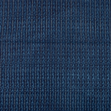 Buy Stripe Printed Hand Block Cotton Indigo Fabric | DMAASA