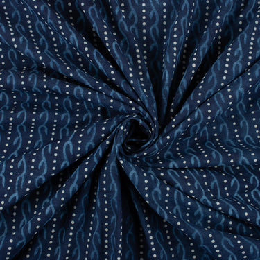 Buy Stripe Printed Hand Block Cotton Indigo Fabric | DMAASA