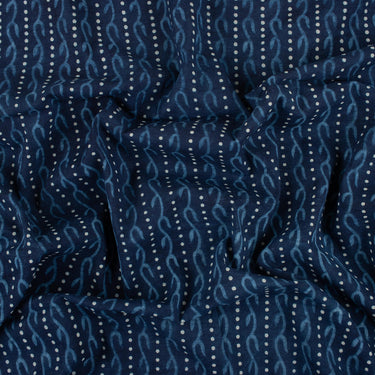 Buy Stripe Printed Hand Block Cotton Indigo Fabric | DMAASA