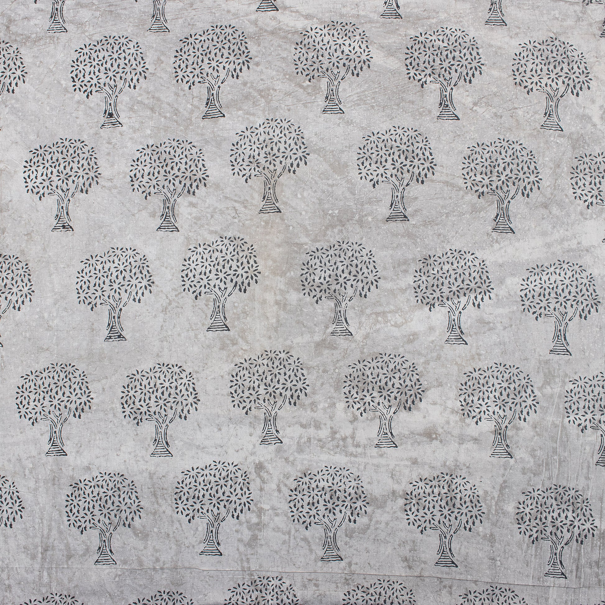 Hand Block Grey Tree Soft Dabu Cotton Fabric Online